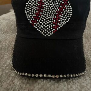 Black Rhinestone Embellished Cap